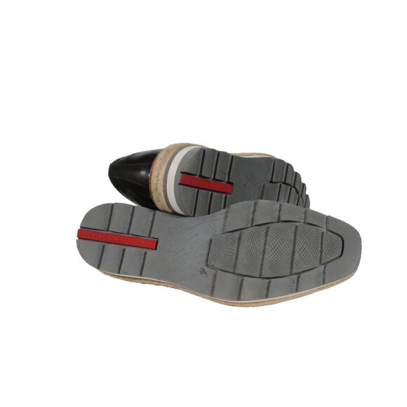 Prada Men Platform Brogue US 10 UK 9 Brown Leather Wingtip Espadrille Medallion - Picture 10 of 11